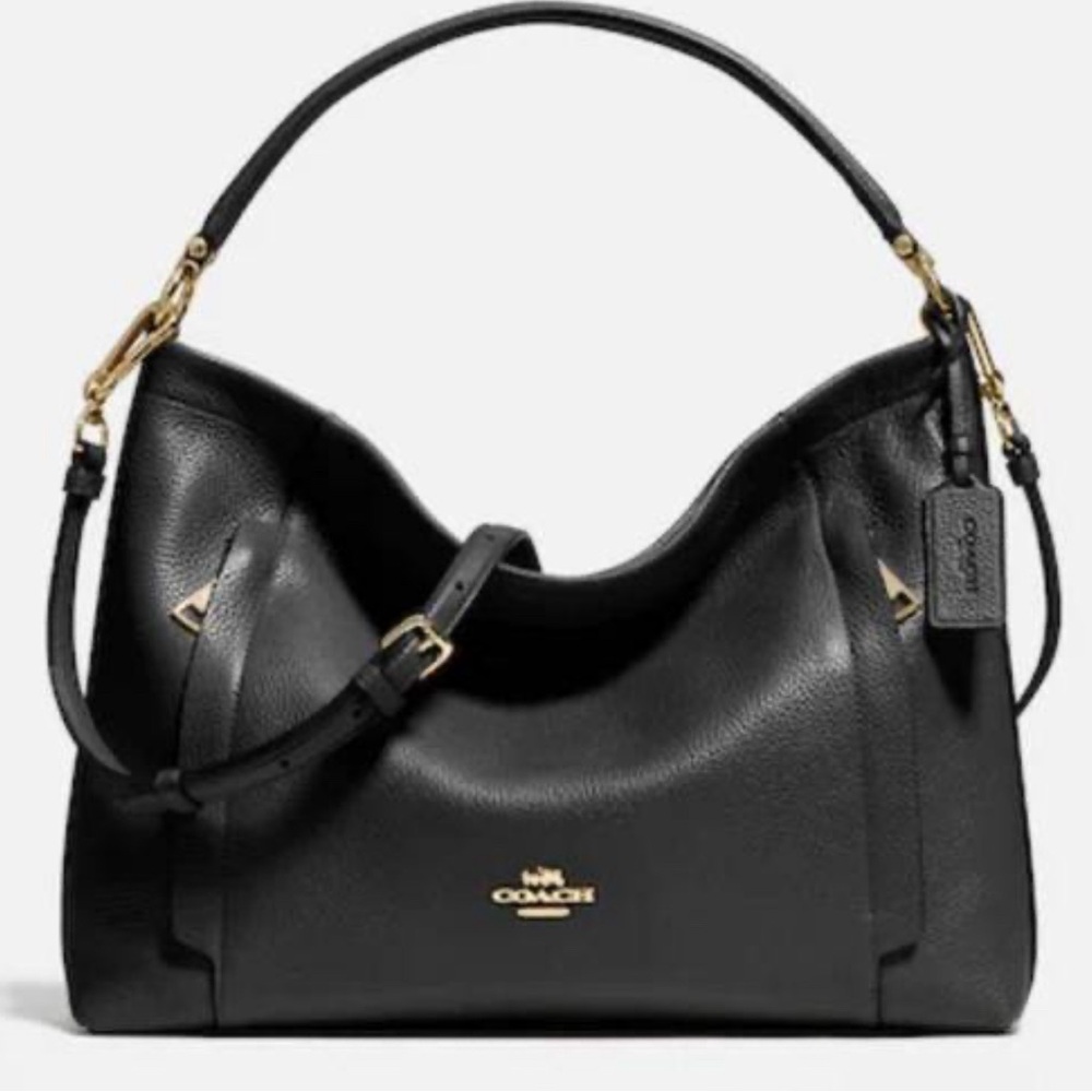Coach Black Pebbled Leather Scout Hobo Bag